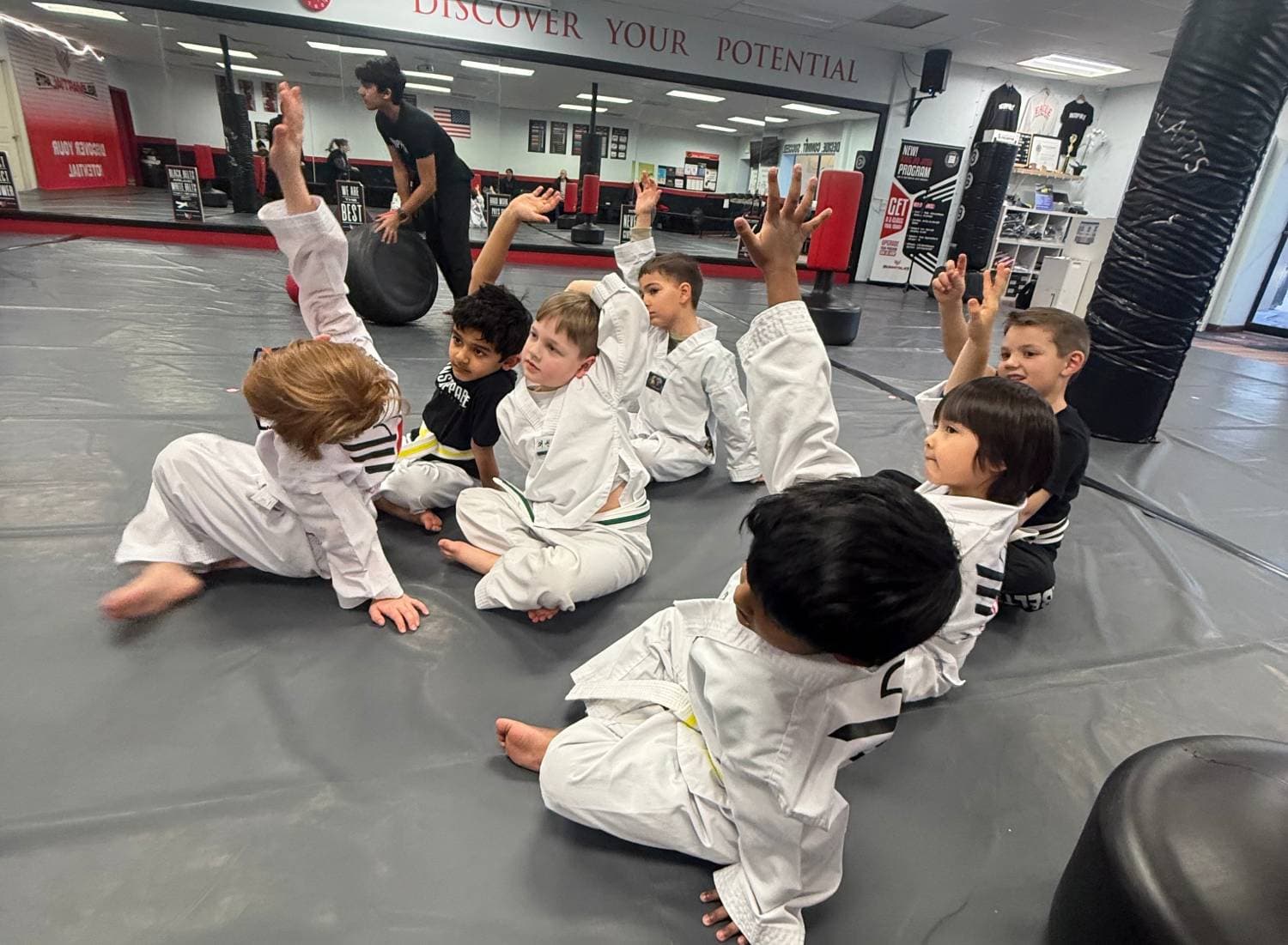 Children in a martial arts class photographed for the current site